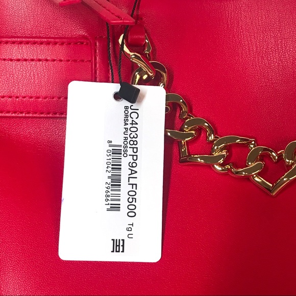 LOVE MOSCHINO NWT Red Handbag with Heart Chain - Picture 15 of 15